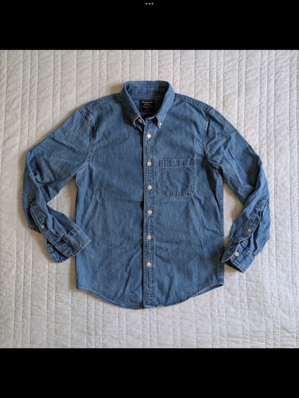 Abercrombie & Fitch Blue Denim Button Down Shirt XS - Plain Chambray 100% Cotton